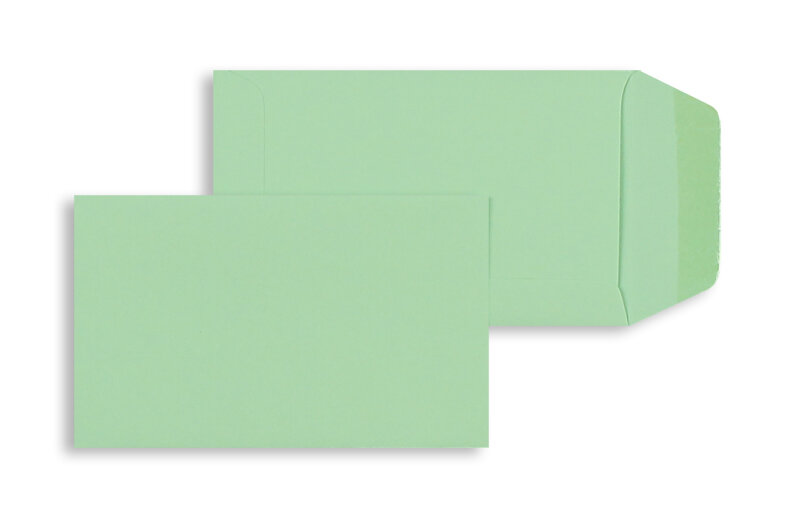 pochettes colorées vert (vert pistache) 65 x 105 mm | 120 g/m² offset | sans fenêtre | fermeture gommée | rabat droit | 100 pièces