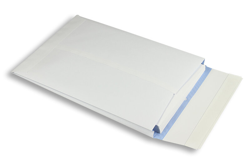 pochettes à rabats blanc 250 x 352 x 25 mm (b4) | 125 g/m² enduro (indéchirable) | sans fenêtre | fermeture adhésive | rabat droit | 125 pièces