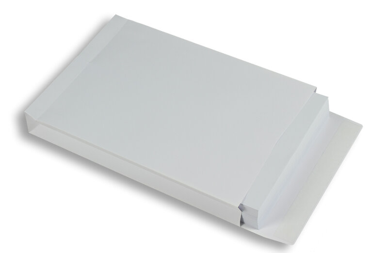 pochettes à rabats blanc 250 x 353 x 40 mm (b4) | 150 g/m² kraft offset | sans fenêtre | fermeture adhésive | rabat droit | 250 pièces