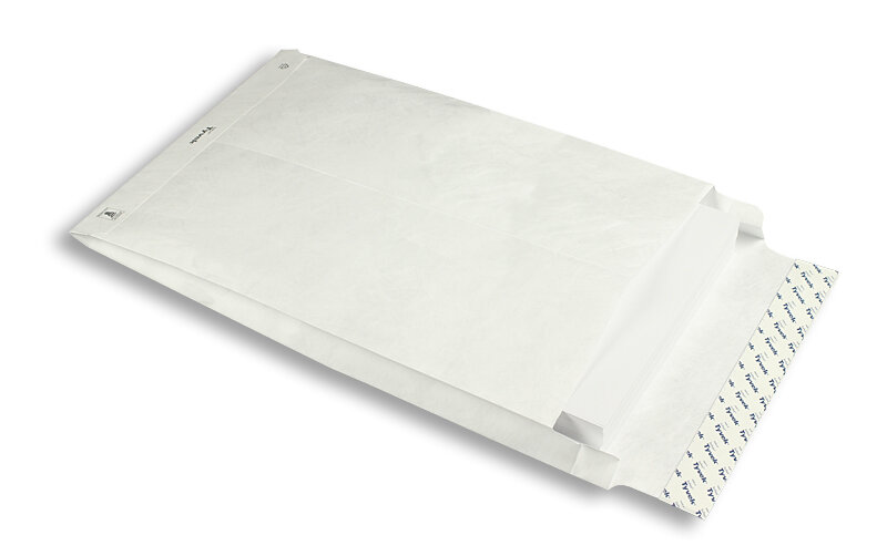 pochettes à rabats blanc 250 x 353 x 40 mm (b4) | 55 g/m² tyvek (indéchirable) | sans fenêtre | fermeture adhésive | rabat droit | 100 pièces