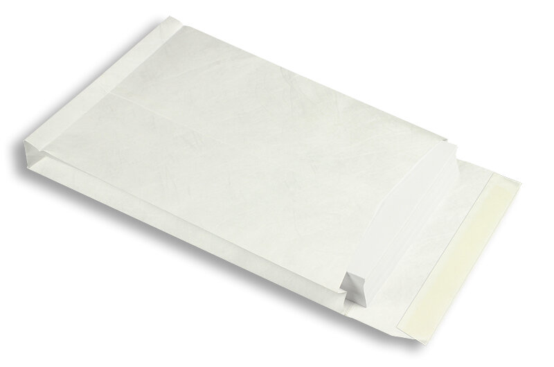 pochettes à rabats blanc 250 x 353 x 40 mm (b4) | 70 g/m² tyvek (indéchirable) | sans fenêtre | fermeture adhésive | rabat droit | 100 pièces