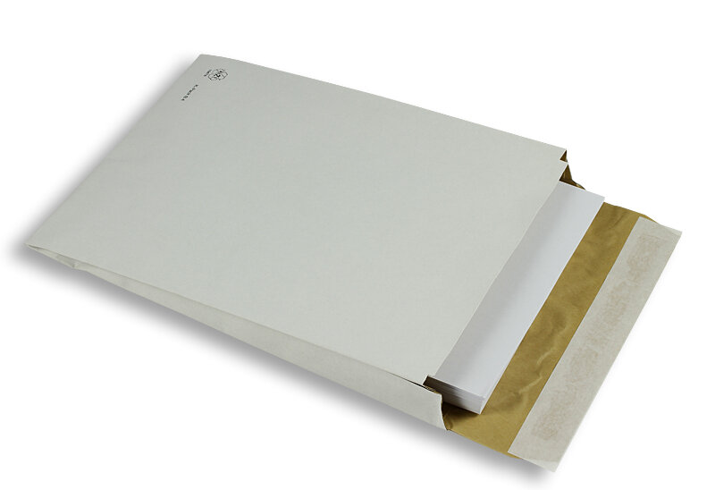 pochettes à rabats rembourrées blanc 250 x 353 x 50 mm (b4) | 140 g/m² offset | sans fenêtre | fermeture adhésive | rabat droit | 100 pièces
