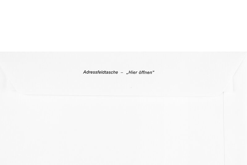 pochettes (avec champ d'adresse) blanc 250 x 353 mm (b4) | 120 g/m² offset | avec fenêtre | fermeture adhésive | rabat droit | 250 pièces