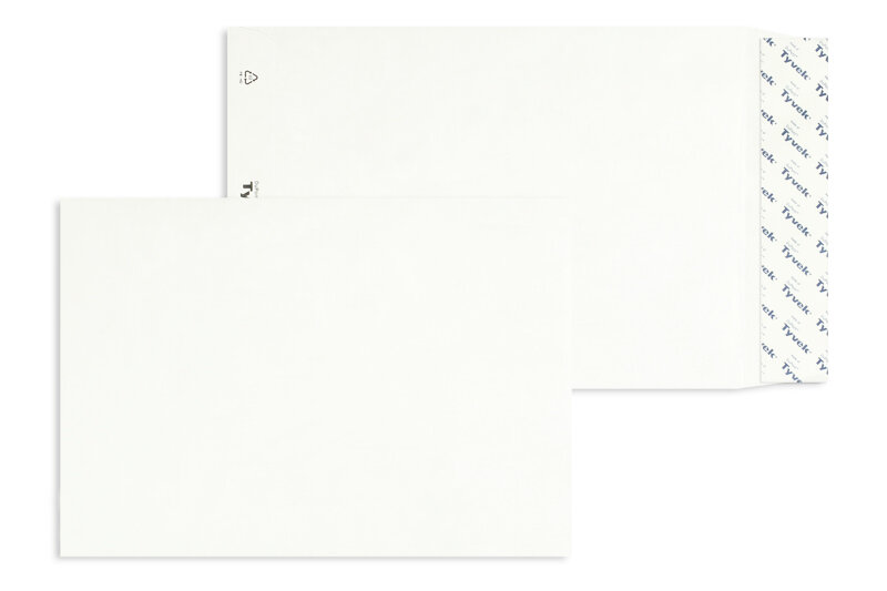 pochettes blanc 176 x 250 mm (b5) | 55 g/m² tyvek (indéchirable) | sans fenêtre | fermeture adhésive | rabat droit | 100 pièces