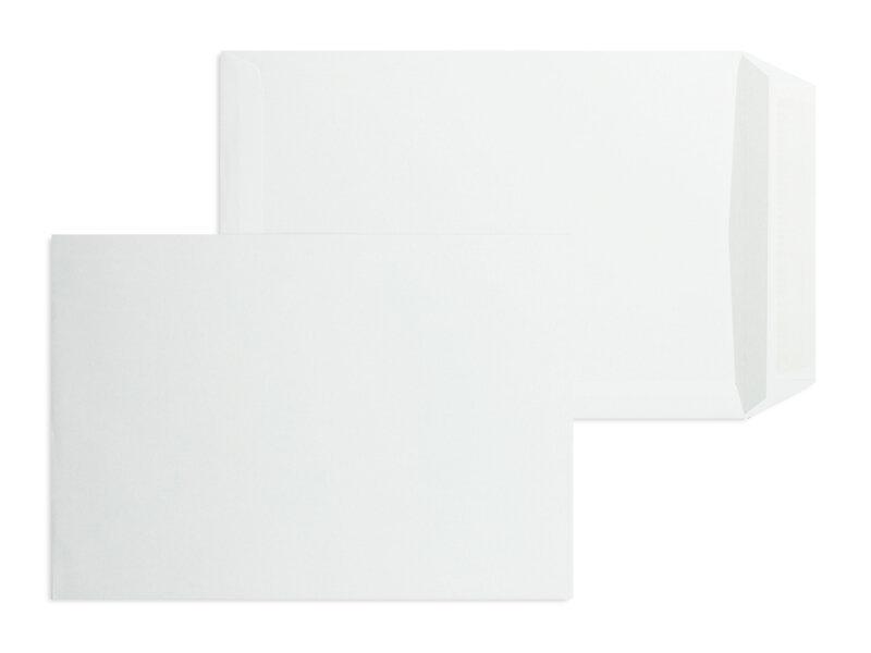 pochettes blanc 176 x 250 mm (b5) | 90 g/m² offset | sans fenêtre | fermeture gommée | rabat droit | 500 pièces