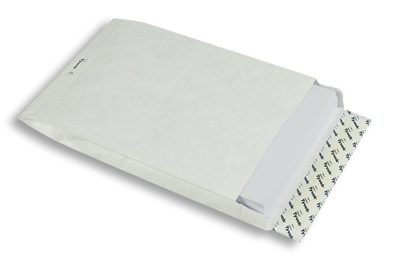 pochettes à rabats blanc 229 x 324 x 40 mm (c4) | 55 g/m² tyvek (indéchirable) | sans fenêtre | fermeture adhésive | rabat droit | 100 pièces