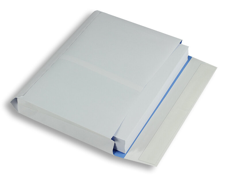pochettes à rabats blanc 229 x 324 x 50 mm (c4) | 125 g/m² enduro (indéchirable) | sans fenêtre | fermeture adhésive | rabat droit | 100 pièces