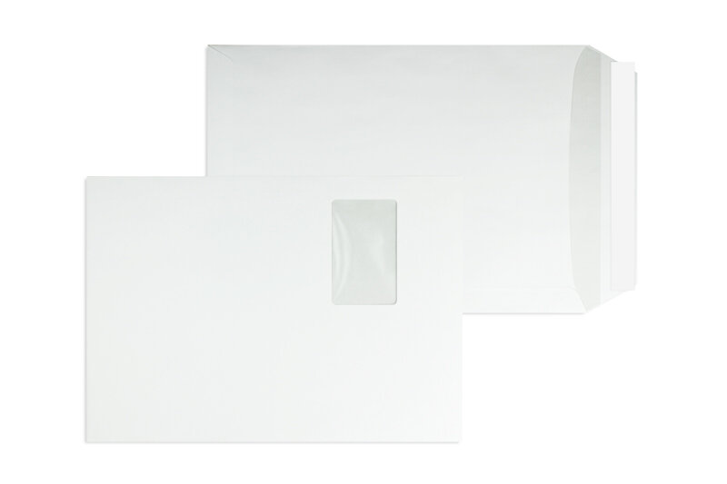 pochettes blanc 229 x 324 mm (c4) | 100 g/m² offset | avec fenêtre | fermeture adhésive | rabat droit | 250 pièces