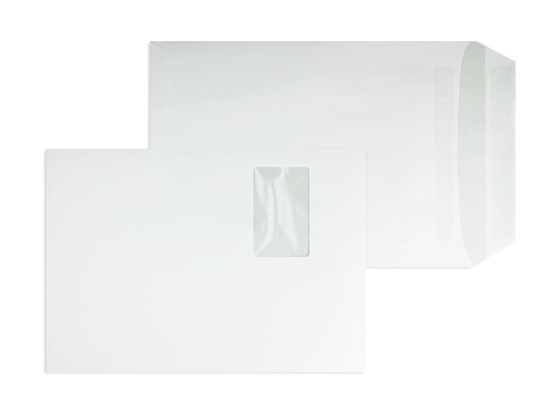 pochettes blanc 229 x 324 mm (c4) | 100 g/m² offset | avec fenêtre | fermeture autocollante | rabat droit | 250 pièces