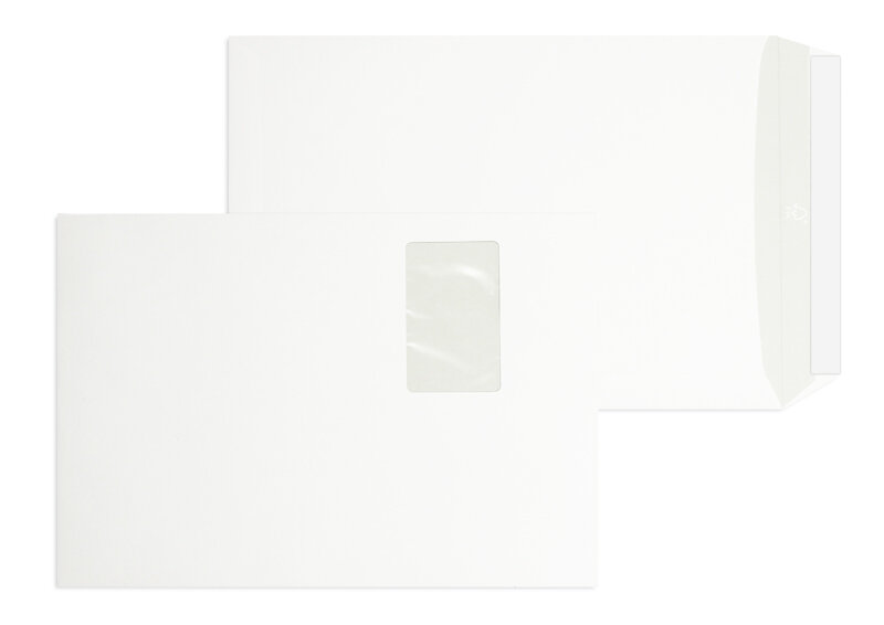 pochettes blanc 229 x 324 mm (c4) | 115 g/qm fine´s®polar | avec fenêtre | fermeture adhésive | rabat droit | 250 pièces