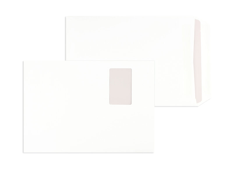 pochettes blanc 229 x 324 mm (c4) | 120 g/m² offset | avec fenêtre | fermeture autocollante | rabat droit | 250 pièces
