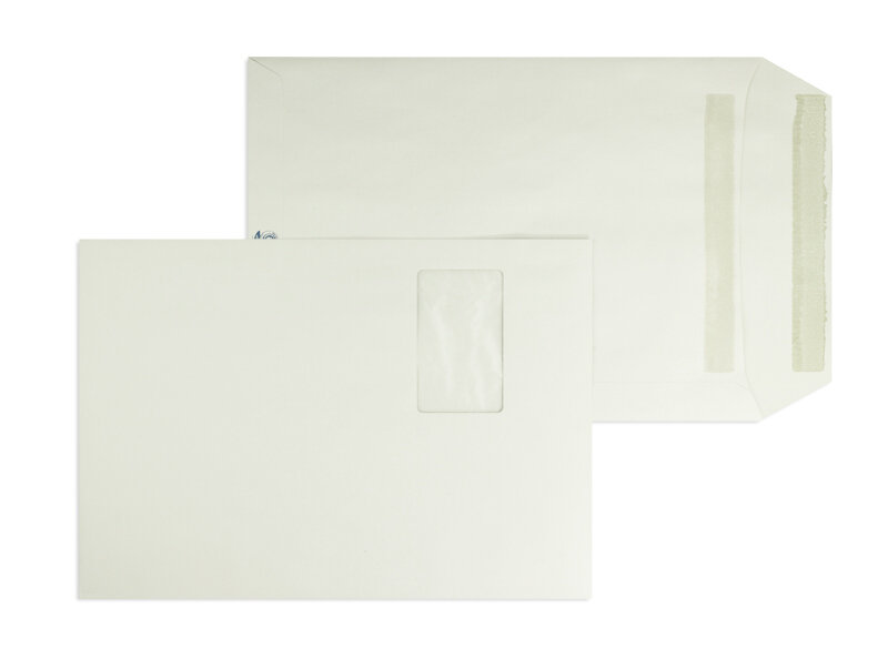 pochettes blanc 229 x 324 mm (c4) | 120 g/m² recycling | avec fenêtre | fermeture autocollante | rabat droit | 250 pièces
