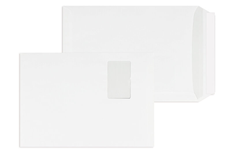 pochettes blanc 229 x 324 mm (c4) | 90 g/m² offset | avec fenêtre | fermeture adhésive | rabat droit | 250 pièces