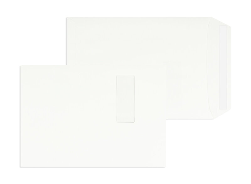 pochettes blanc (blanc d'hiver) 229 x 324 mm (c4) | 120 g/m² mat | avec fenêtre | fermeture adhésive | rabat droit | 250 pièces
