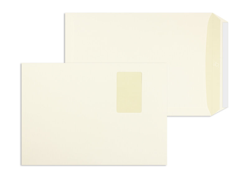pochettes blanc (blanc jaunâtre) 229 x 324 mm (c4) | 120 g/m² fine´s®pure | avec fenêtre | fermeture adhésive | rabat droit | 250 pièces