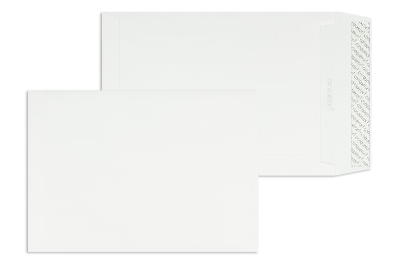 pochettes blanc (blanc très brillant) 229 x 324 mm (c4) | 120 g/m² conqueror texture | sans fenêtre | fermeture adhésive | rabat droit | 250 pièces