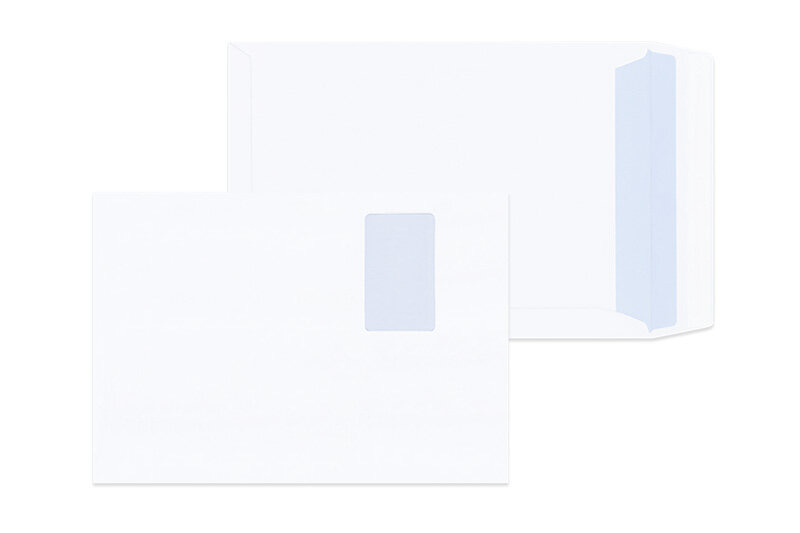 pochettes blanc (mat blanc) 229 x 324 mm (c4) | 120 g/qm recycling | avec fenêtre | fermeture adhésive | 250 pièces