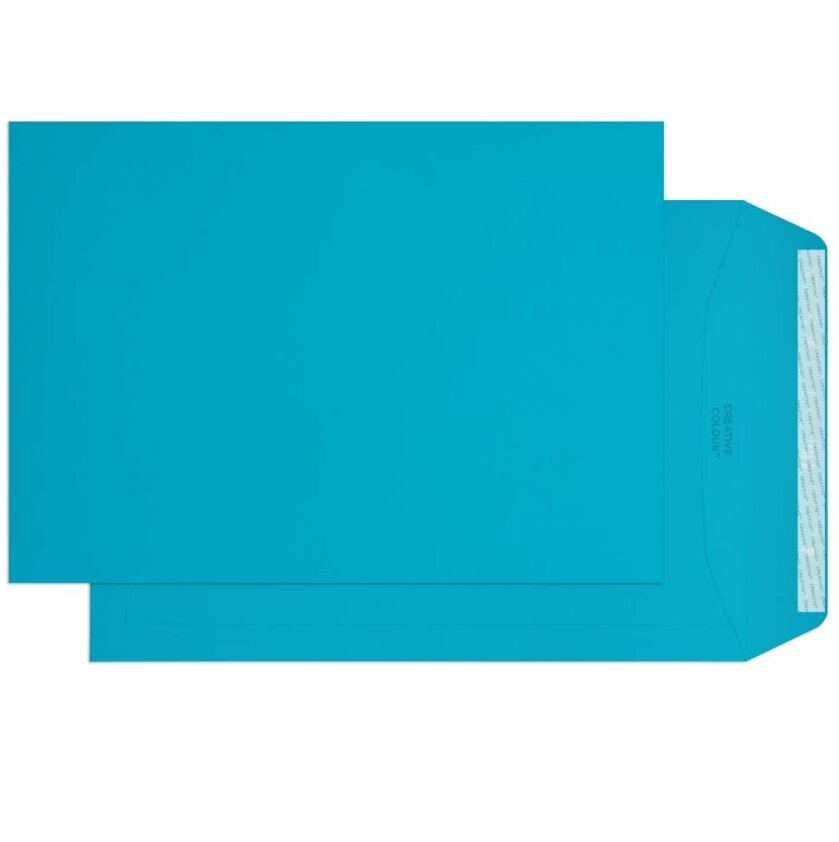pochettes colorées bleu (bleu intense) 229 x 324 mm (c4) | 120 g/m² offset | sans fenêtre | fermeture adhésive | rabat droit | 100 pièces