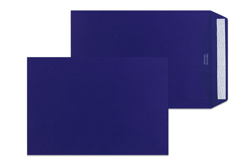 pochettes colorées bleu (bleu saphir) 229 x 324 mm (c4) | 120 g/m² offset | sans fenêtre | fermeture adhésive | rabat droit | 100 pièces