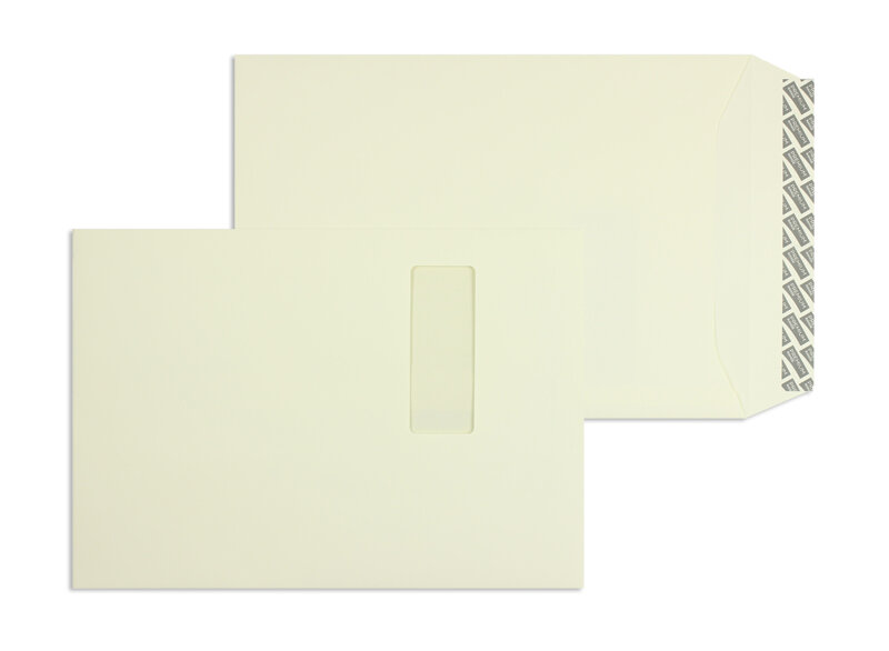 pochettes colorées crème (vanille) 229 x 324 mm (c4) | 120 g/m² offset | avec fenêtre | fermeture adhésive | rabat droit | 250 pièces