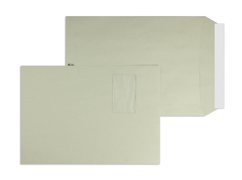 pochettes colorées gris 229 x 324 mm (c4) | 100 g/m² recycling | avec fenêtre | fermeture adhésive | rabat droit | 250 pièces