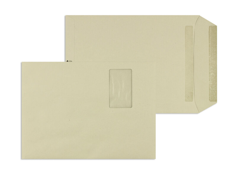 pochettes colorées gris 229 x 324 mm (c4) | 90 g/m² recycling | avec fenêtre | fermeture autocollante | rabat droit | 250 pièces
