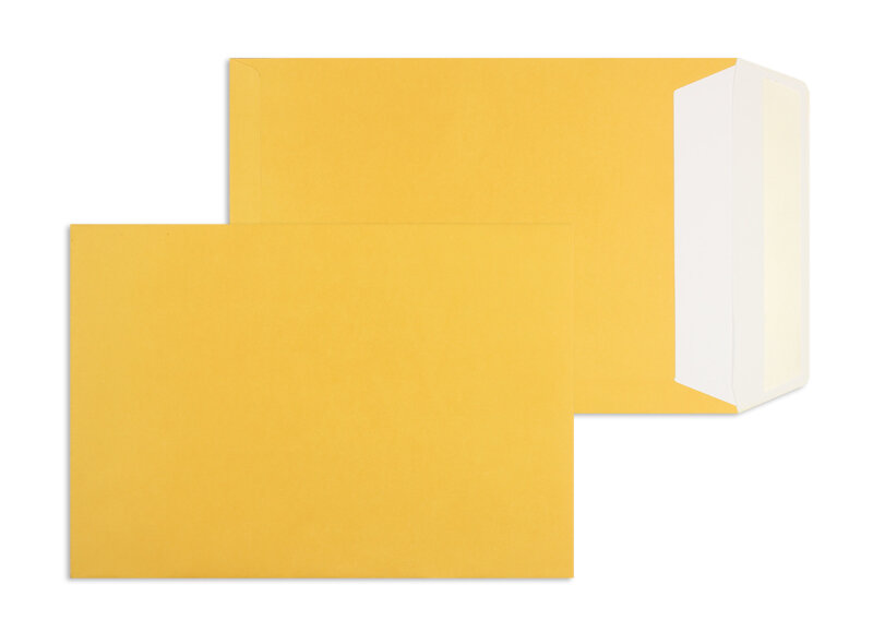 pochettes colorées jaune (curry) 229 x 324 mm (c4) | 120 g/m² offset | sans fenêtre | fermeture gommée | rabat droit | 250 pièces