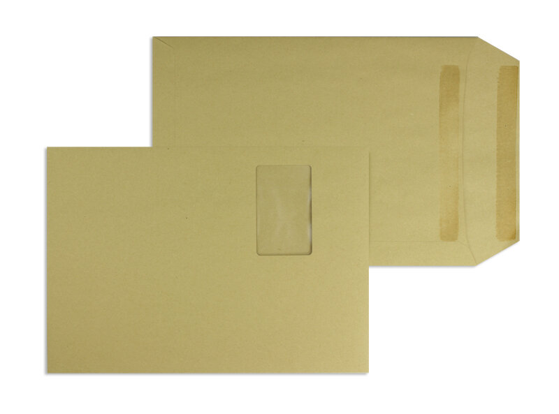 pochettes colorées marron 229 x 324 mm (c4) | 110 g/m² natron | avec fenêtre | fermeture autocollante | rabat droit | 250 pièces
