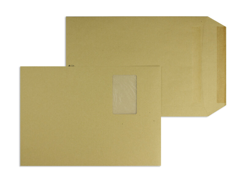 pochettes colorées marron 229 x 324 mm (c4) | 110 g/m² recycling | avec fenêtre | fermeture autocollante | rabat droit | 250 pièces