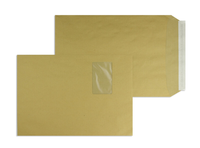 pochettes colorées marron 229 x 324 mm (c4) | 90 g/m² natron | avec fenêtre | fermeture adhésive | rabat droit | 250 pièces