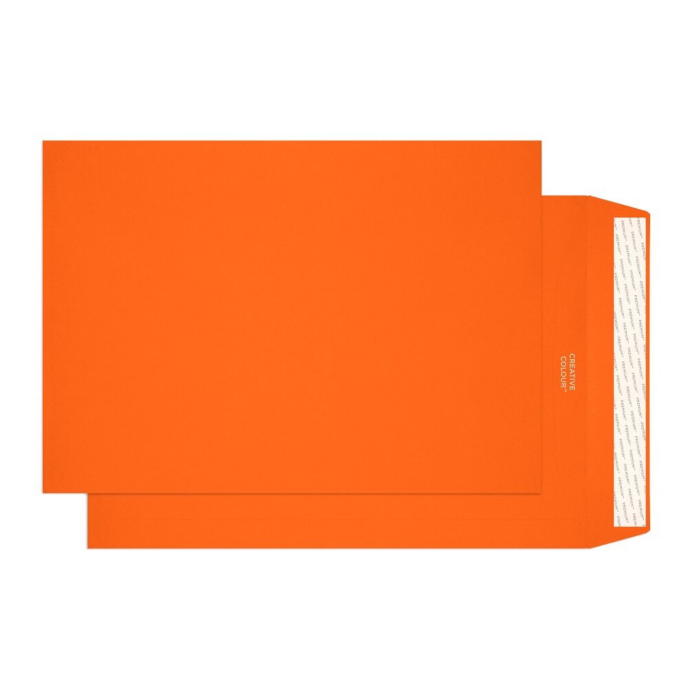 pochettes colorées orange 229 x 324 mm (c4) | 120 g/m² offset | sans fenêtre | fermeture adhésive | rabat droit | 100 pièces