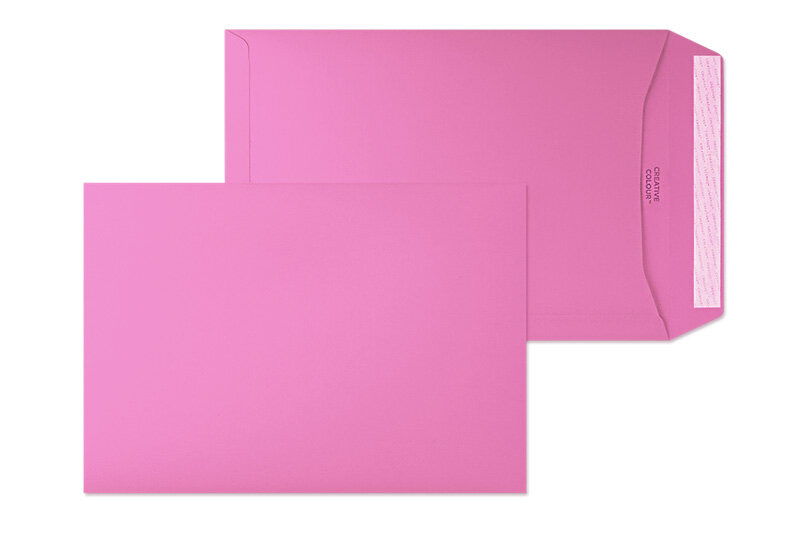 pochettes colorées rose (rose foncé intense) 229 x 324 mm (c4) | 120 g/m² offset | sans fenêtre | fermeture adhésive | rabat droit | 100 pièces