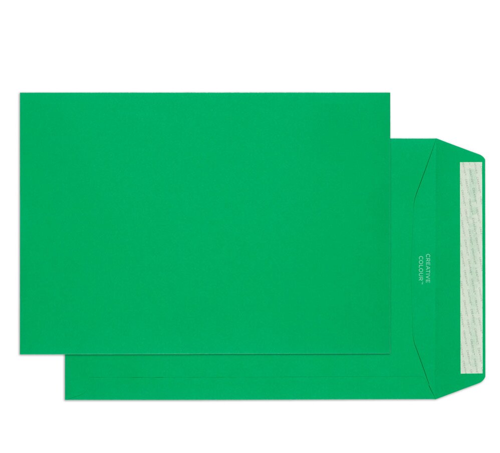 pochettes colorées vert (trèfle) 229 x 324 mm (c4) | 120 g/m² offset | sans fenêtre | fermeture adhésive | rabat droit | 100 pièces