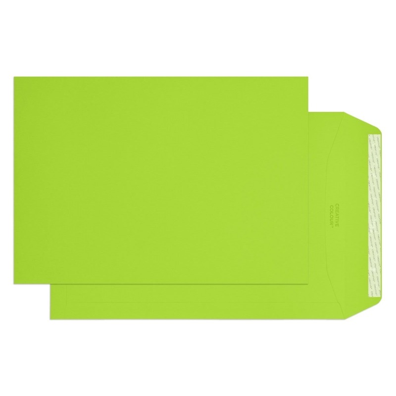 pochettes colorées vert (vert intense) 229 x 324 mm (c4) | 120 g/m² offset | sans fenêtre | fermeture adhésive | rabat droit | 100 pièces