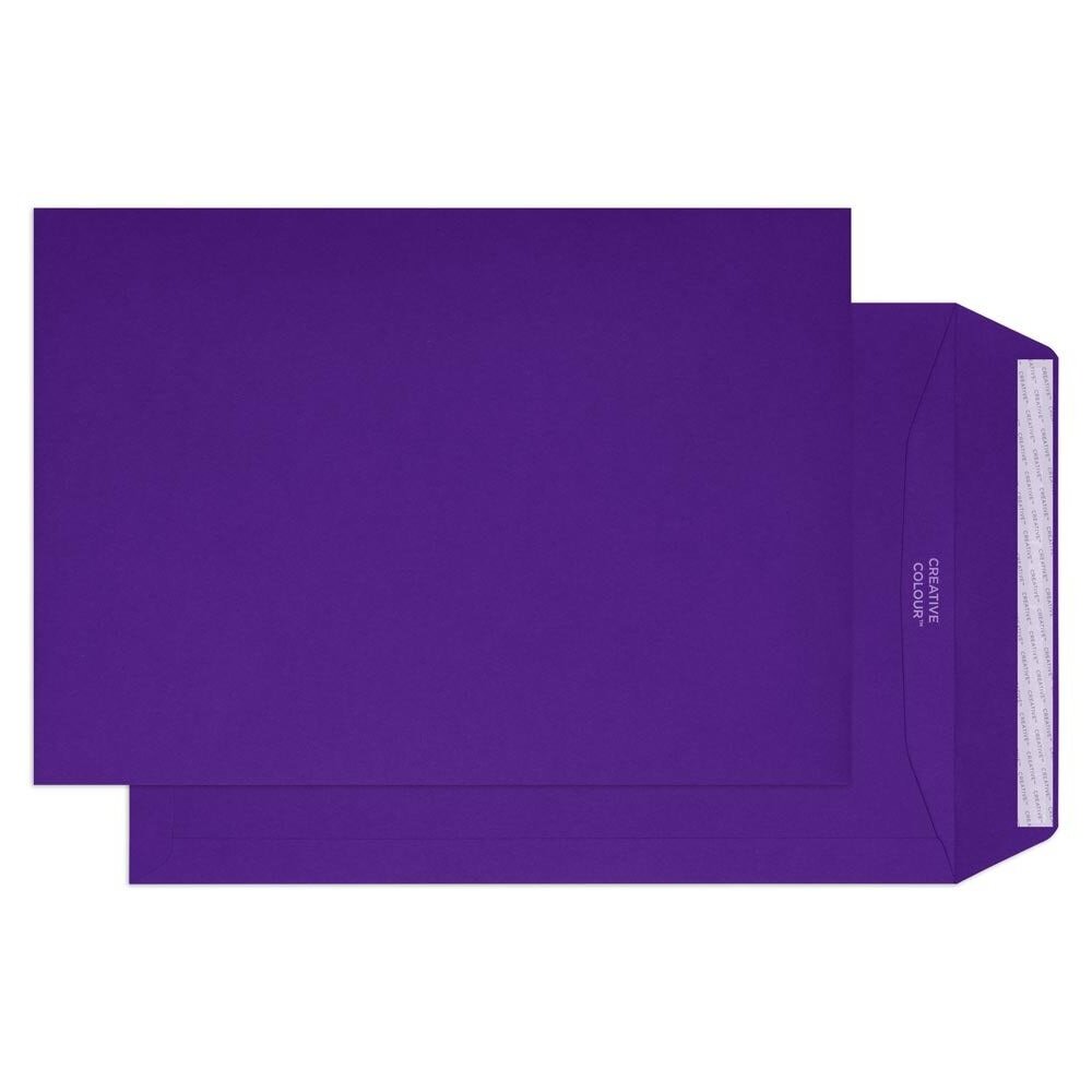 pochettes colorées violet (violet néon) 229 x 324 mm (c4) | 120 g/m² offset | sans fenêtre | fermeture adhésive | rabat droit | 100 pièces