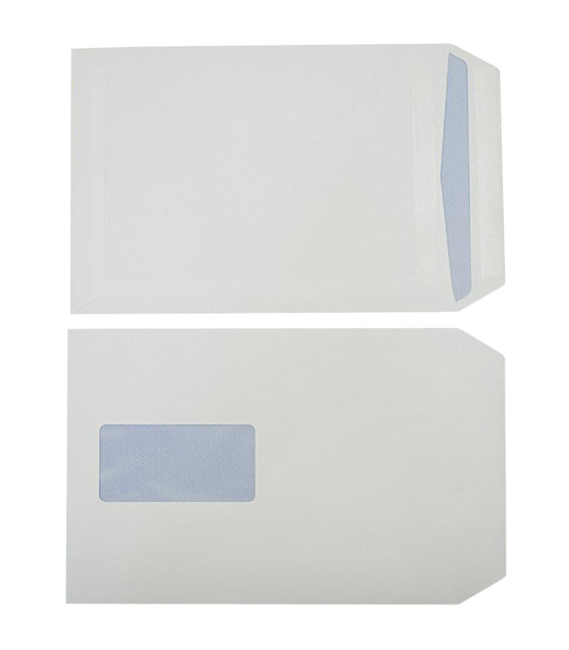 pochettes blanc 162 x 229 mm (c5) | 100 g/m² offset | avec fenêtre | fermeture autocollante | rabat droit | 500 pièces