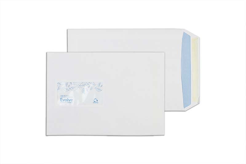 pochettes blanc 162 x 229 mm (c5) | 100 g/m² recycling | avec fenêtre | fermeture autocollante | rabat droit | 500 pièces