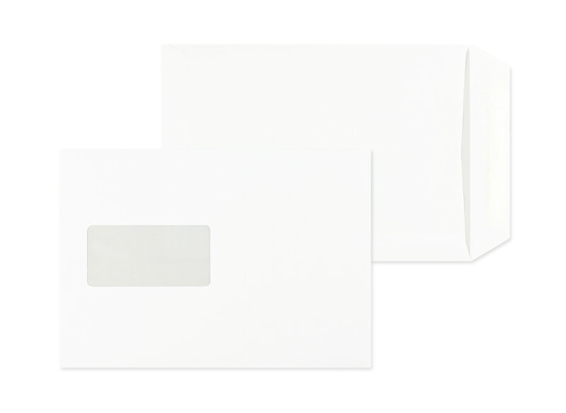 pochettes blanc 162 x 229 mm (c5) | 90 g/m² offset | avec fenêtre | fermeture autocollante | rabat droit | 500 pièces