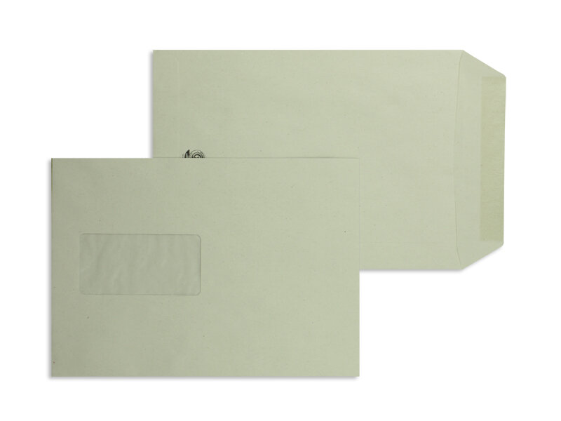 pochettes colorées gris 162 x 229 mm (c5) | 80 g/m² recycling | avec fenêtre | fermeture gommée | rabat droit | 500 pièces