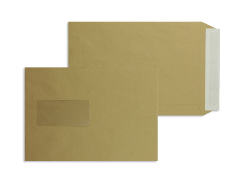 pochettes colorées marron 162 x 229 mm (c5) | 90 g/m² natron | avec fenêtre | fermeture adhésive | rabat droit | 500 pièces
