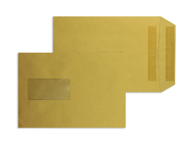 pochettes colorées marron 162 x 229 mm (c5) | 90 g/m² natron | avec fenêtre | fermeture autocollante | rabat droit | 500 pièces