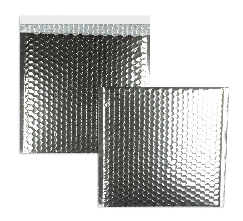 enveloppes à bulles colorées argent 235 x 250 mm | 180 my pochettes à bulles métalliques - brillantes | sans fenêtre | fermeture adhésive | rabat droit | 10 pièces