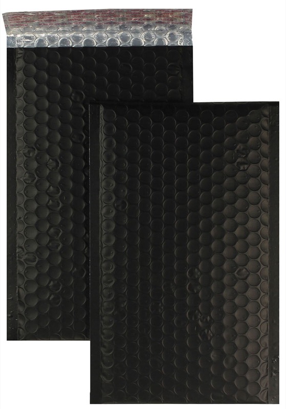 enveloppes à bulles colorées noir 160 x 250 mm | 180 my pochettes à bulles métalliques - mates | sans fenêtre | fermeture adhésive | rabat droit | 10 pièces