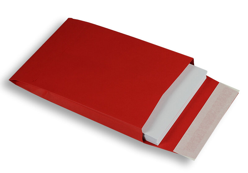 pochettes à rabats colorées rouge (fraise) 162 x 229 x 25 mm c5 | 140 g/m² offset | sans fenêtre | fermeture adhésive | rabat droit | 125 pièces
