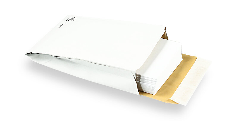 pochettes à rabats rembourrées blanc 162 x 229 x 50 mm c5 | 140 g/qm kraft à bulles rembourée | sans fenêtre | fermeture adhésive | rabat droit | 100 pièces