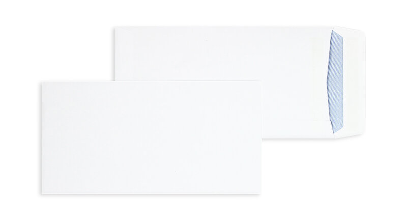 pochettes blanc 121 x 235 mm | 100 g/m² offset | sans fenêtre | fermeture autocollante | rabat droit | 500 pièces