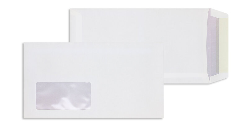 pochettes blanc 125 x 229 mm | 80 g/qm offset | avec fenêtre | fermeture gommée | 100 pièces