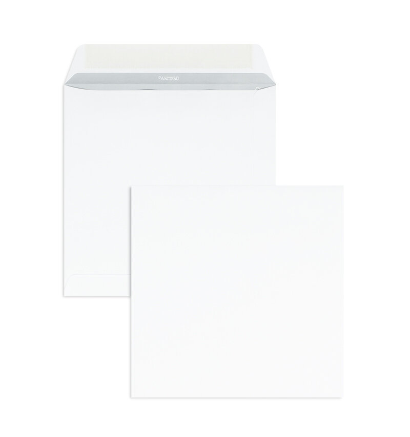 pochettes blanc 220 x 220 mm | 125 g/m² offset | sans fenêtre | fermeture gommée | rabat droit | 500 pièces