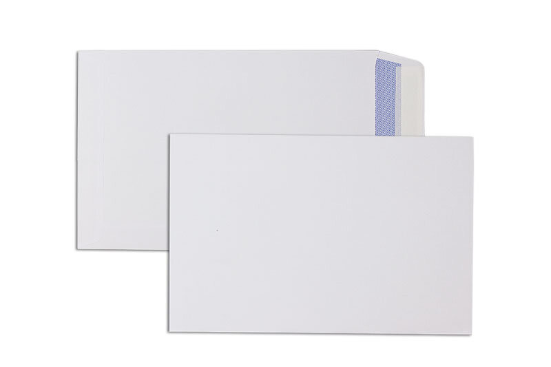 pochettes blanc (blanc d'hiver) 185 x 280 mm | 100 g/m² offset | sans fenêtre | fermeture adhésive | rabat droit | 250 pièces