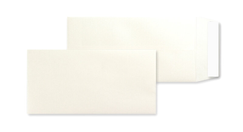 pochettes blanc (milk metallic) 114 x 224 mm | 120 g/m² brillant (paperado) | sans fenêtre | fermeture adhésive | rabat droit | 100 pièces
